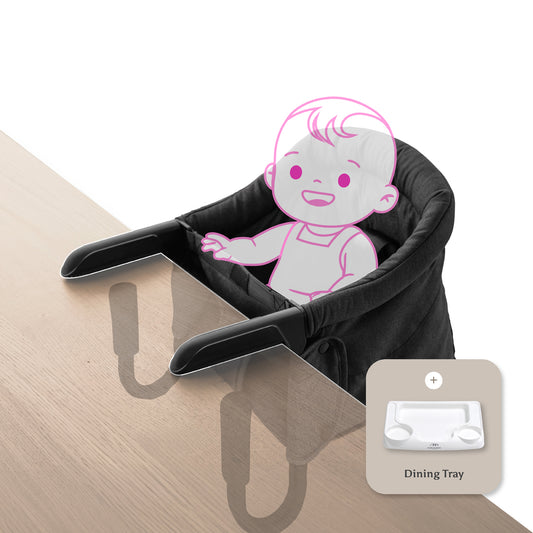 Portable Hook-On Baby Chair (Dark Grey) + Tray