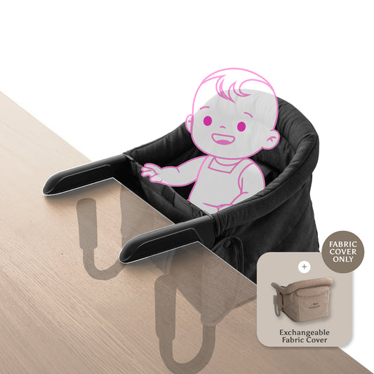 Portable Hook-On Baby Chair (Dark Grey) + Fabric Cover (Beige)
