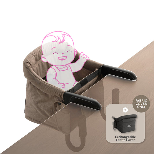 Portable Hook-On Baby Chair (Beige) + Fabric Cover (Dark Grey)