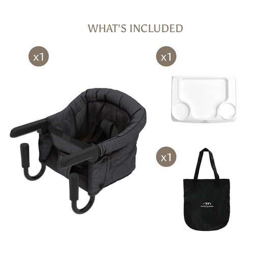 Portable Hook-On Baby Chair (Dark Grey) + Tray