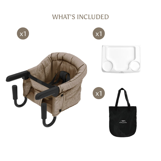 Portable Hook-On Baby Chair (Beige) + Tray