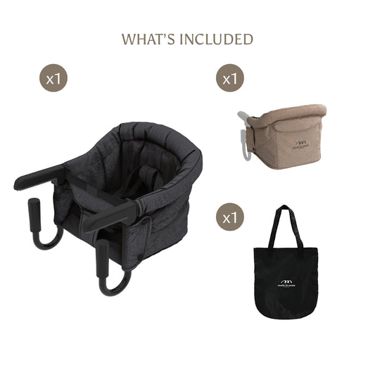 Portable Hook-On Baby Chair (Dark Grey) + Fabric Cover (Beige)