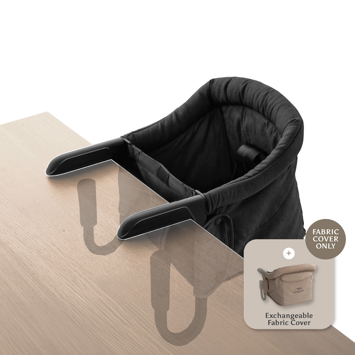 Portable Hook-On Baby Chair (Dark Grey) + Fabric Cover (Beige)