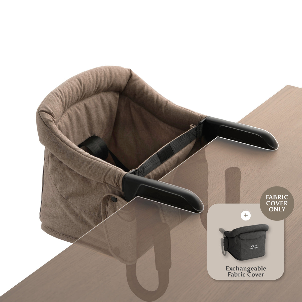 Portable Hook-On Baby Chair (Beige) + Fabric Cover (Dark Grey)