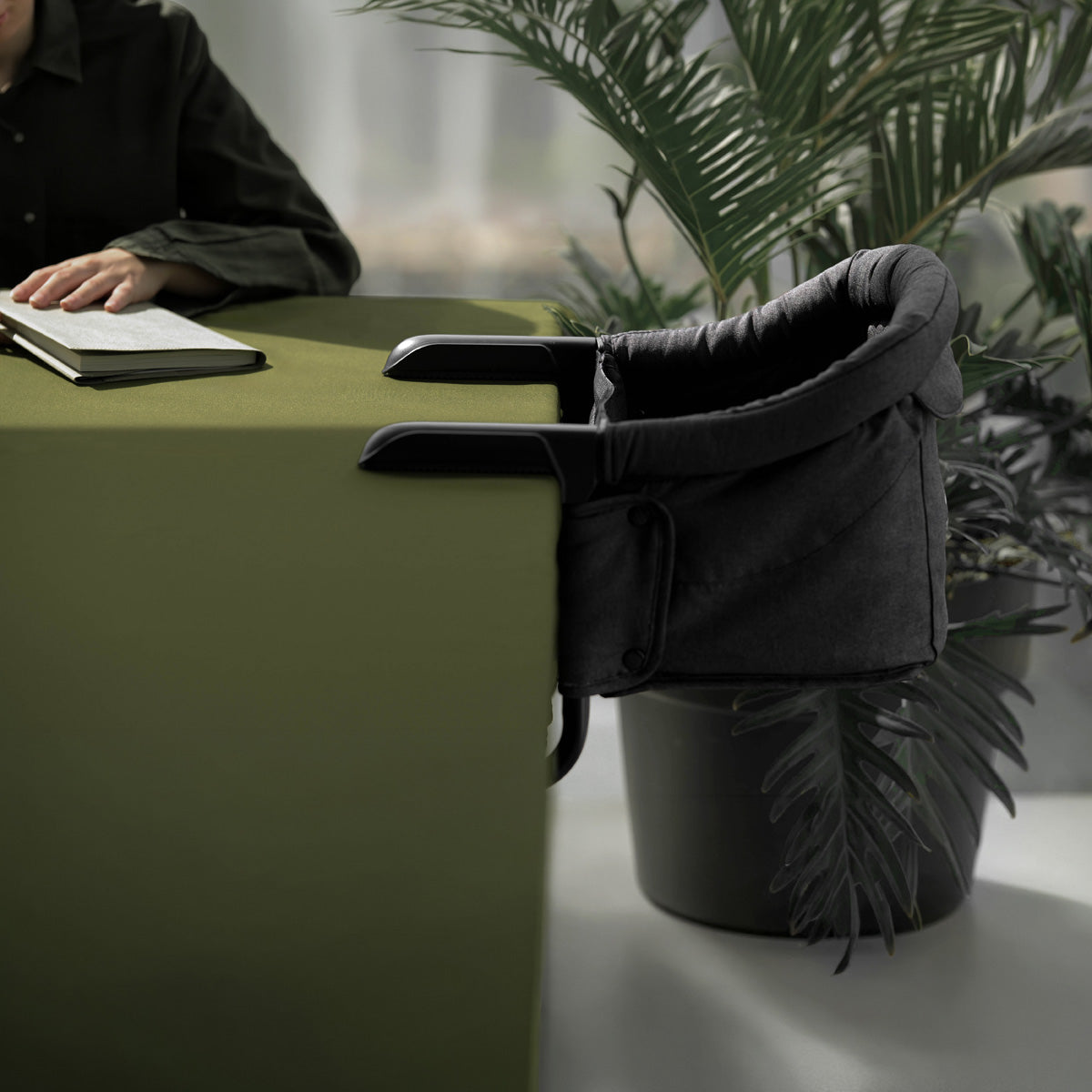 Portable Hook-On Baby Chair (Dark Grey) + Tray