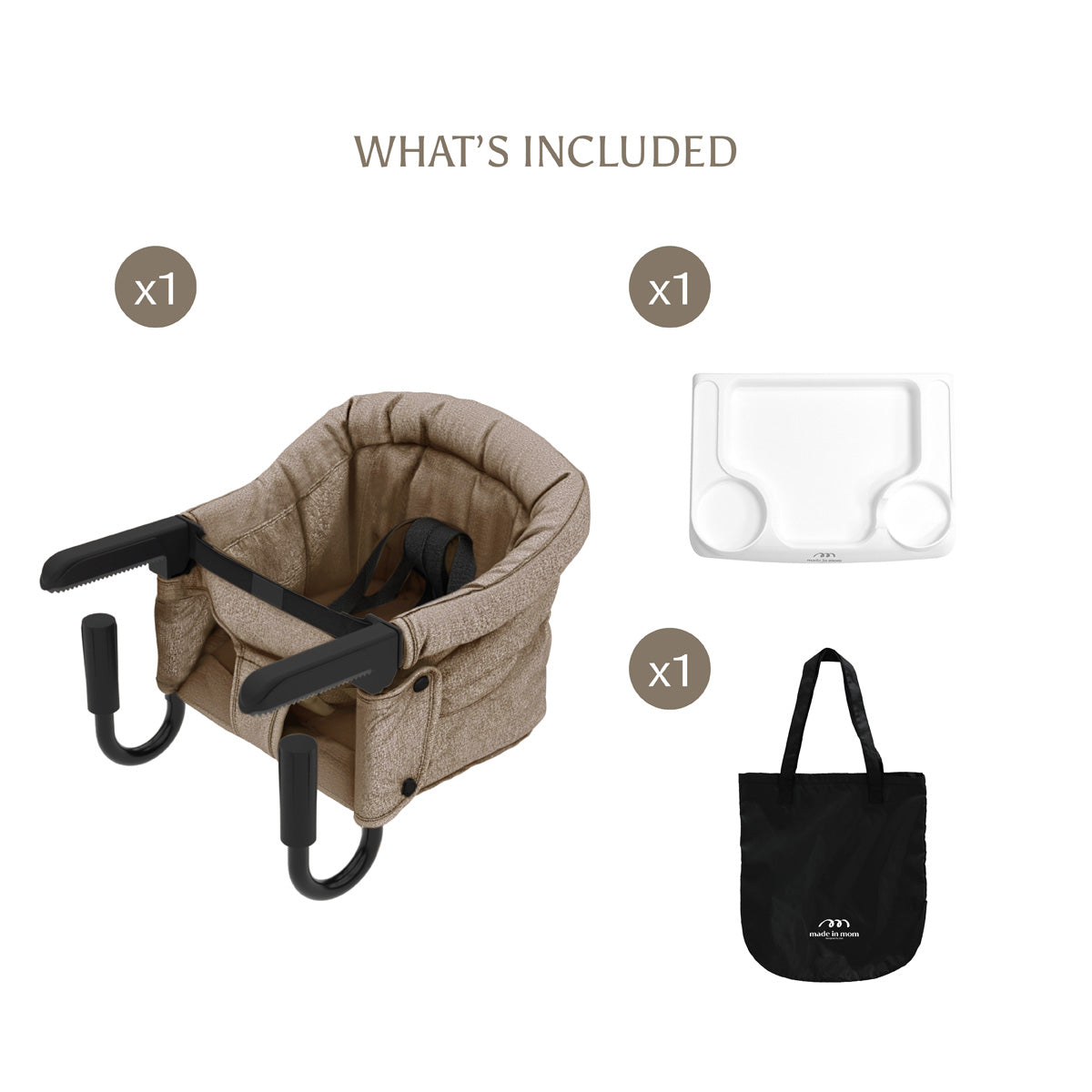 Portable Hook-On Baby Chair (Beige) + Tray